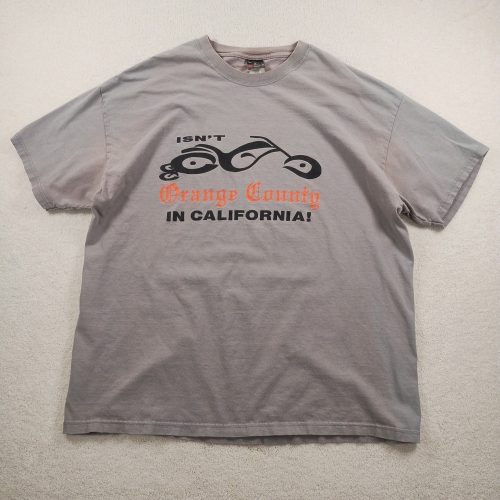 Vtg Orange County Choppers OCC Tee Sz XL Fits L Gray Faded Boxy Biker Grunge y2k